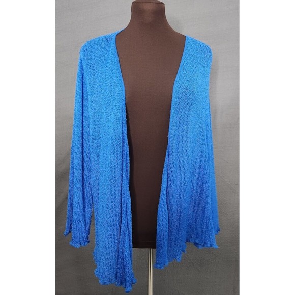Kaktus Womens Sz XXL Royal Blue Open Knit‎ 3/4 Sleeves Open Front Cardigan - Picture 1 of 10
